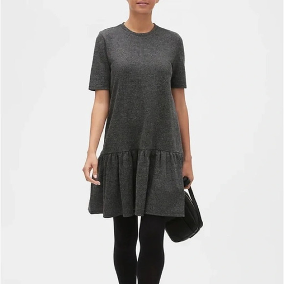 NWT Banana Republic Womens Tall Medium MT Herringbone Flounce Hem Shift Dress - Picture 1 of 5